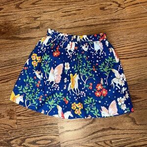 Mini Boden Blue Skirt with Unicorn and Floral Print